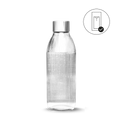 A Mysoda glass bottle and Glassy icon with check mark conveying that the bottle is only compatible with Glassy soda maker model