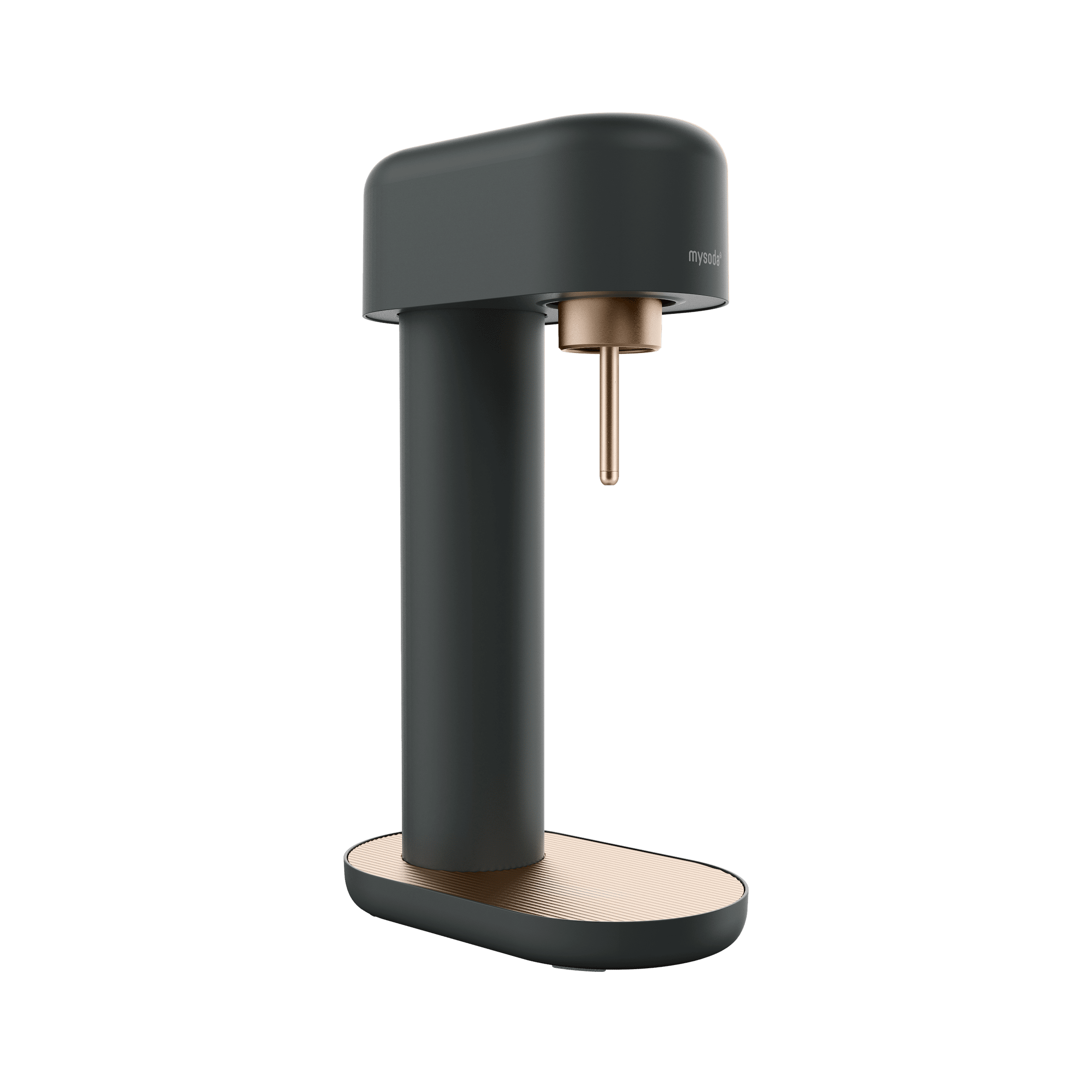 A black-copper Ruby 2 sparkling water maker viewed from the side