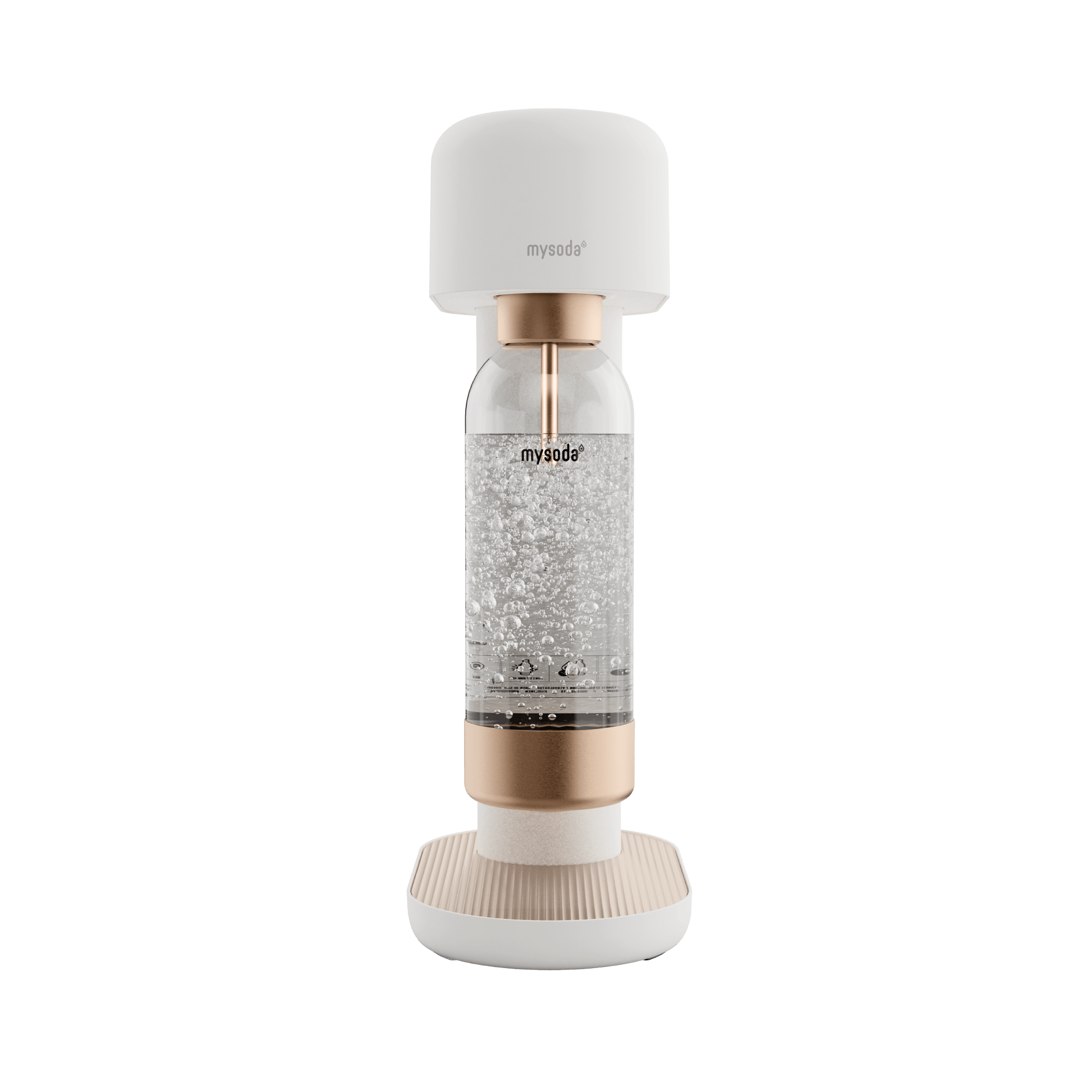 A white and copper Ruby 2 sparkling water maker viewed from the front#väri_white-copper