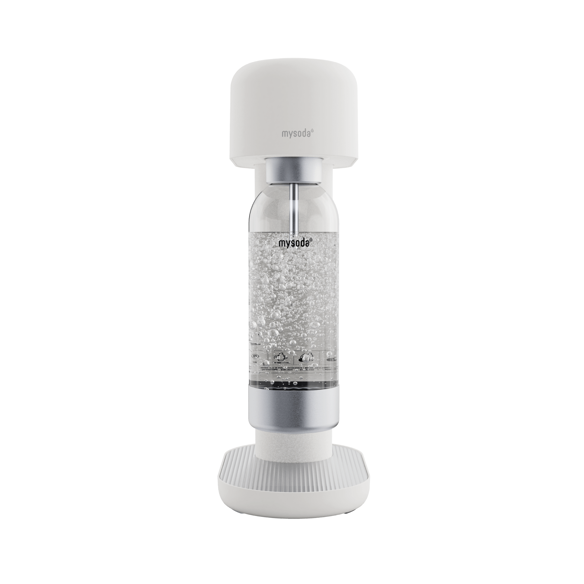 A white and silver Ruby 2 sparkling water maker viewed from the front#väri_white-silver