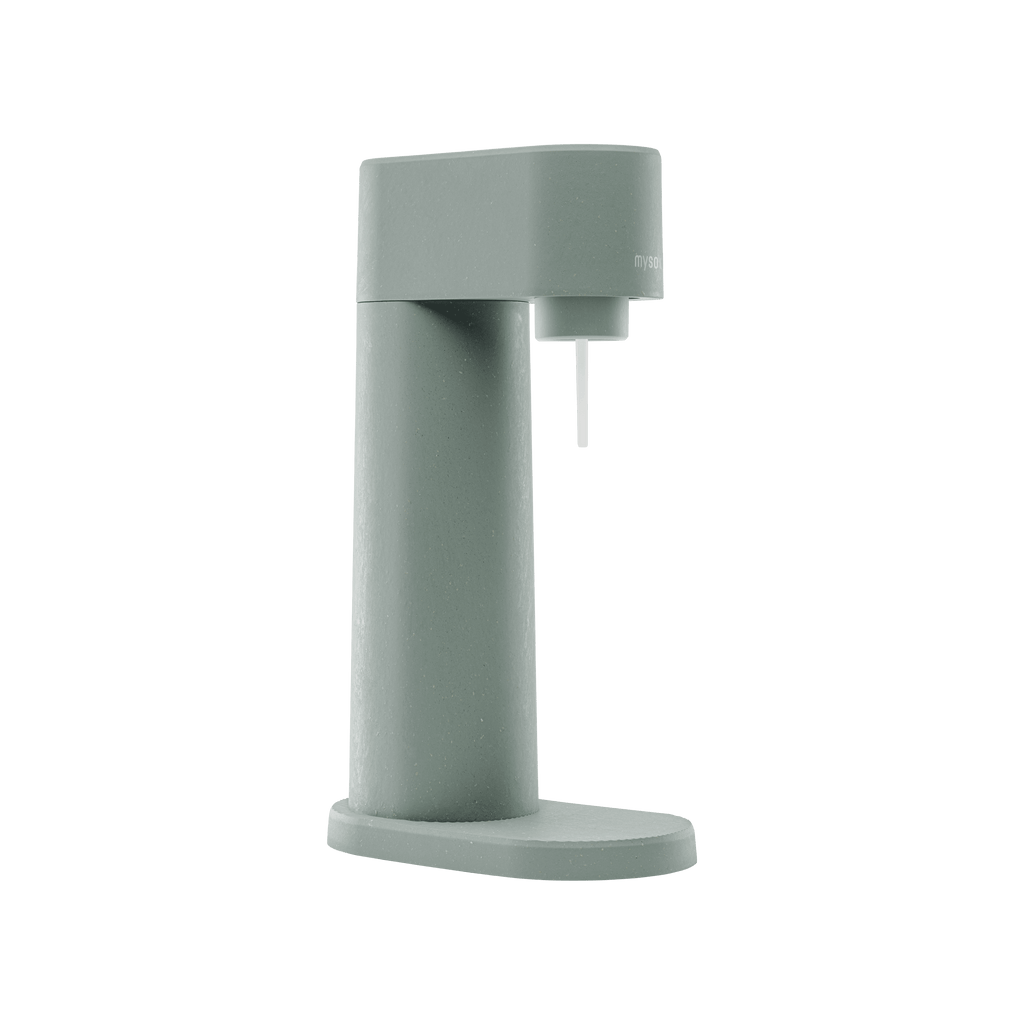 A pigeon Woody sparkling water maker viewed from the side